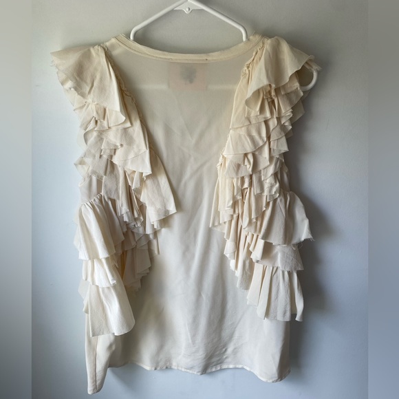 Erika Cavallini Semi-Couture Ruffle Sleeves Ivory Top Size 40 100% Silk - Picture 6 of 6